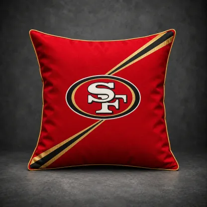 San Francisco 49ers Football Throw Pillow - studio front view