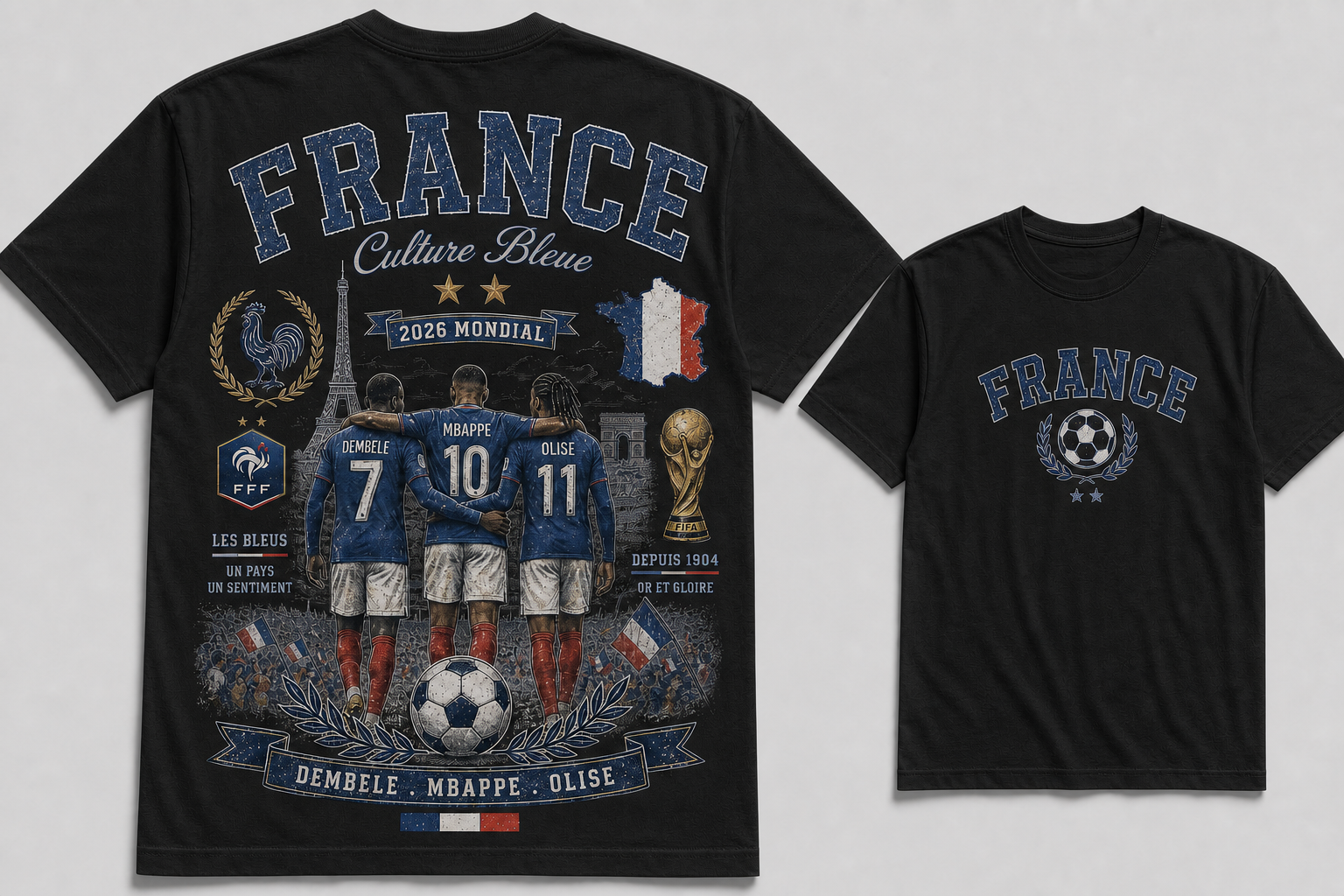 France 2026 Mondial Les Bleus Vintage Soccer Graphic Tee