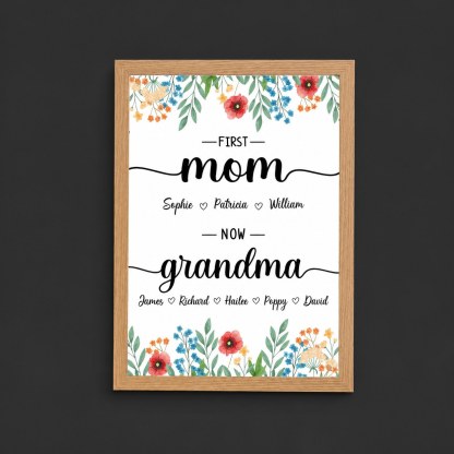 First Mom Now Grandma-Family Personalized Names Frame