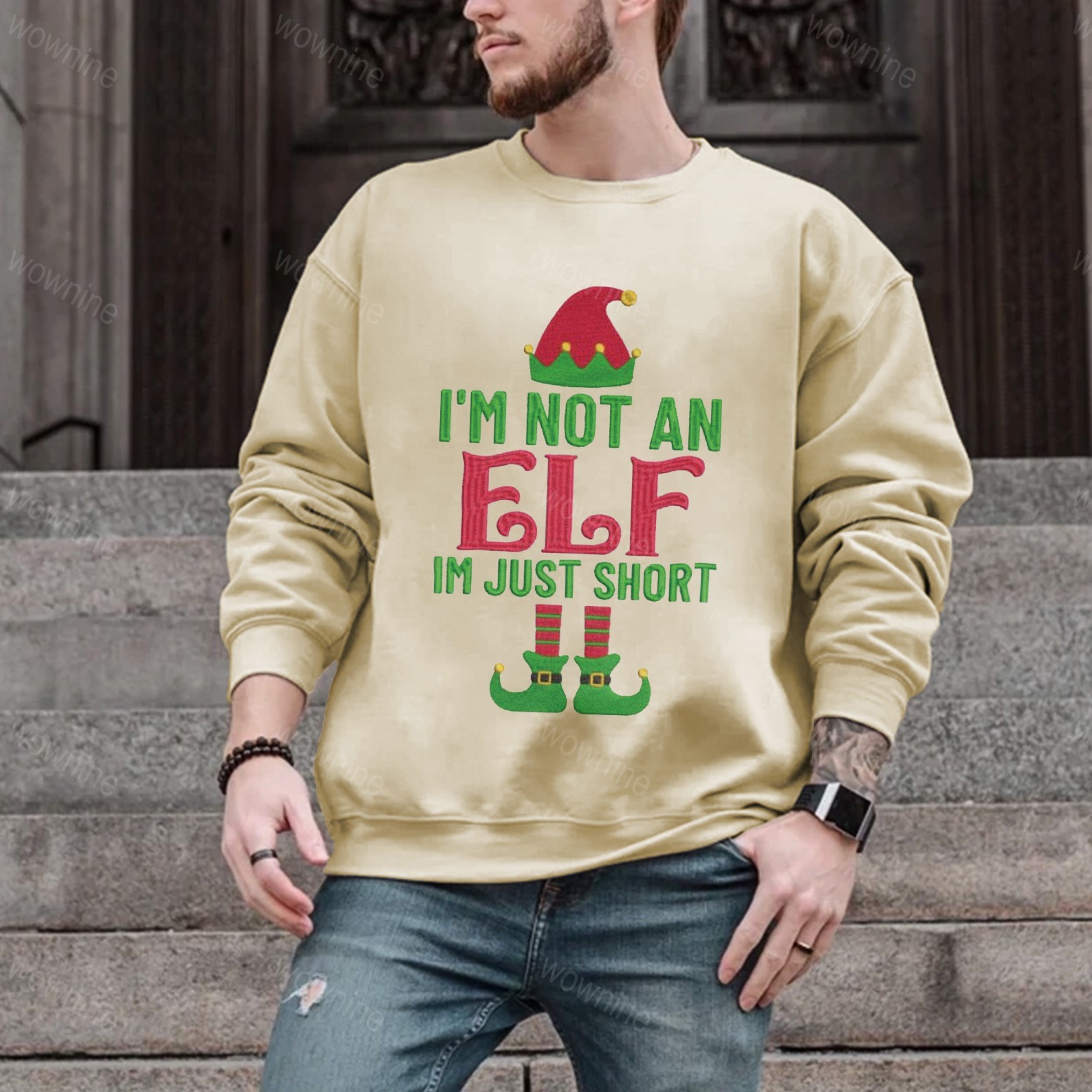 I'm not Short I'm Just a Tall Elf Jumper Embroidered Sweatshirt Funny Saying Elf Christmas Jumper, Funny Matching Family Christmas Sweatshirt