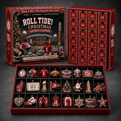Alabama Crimson Tide 24-Day Advent Calendar dark gray studio background