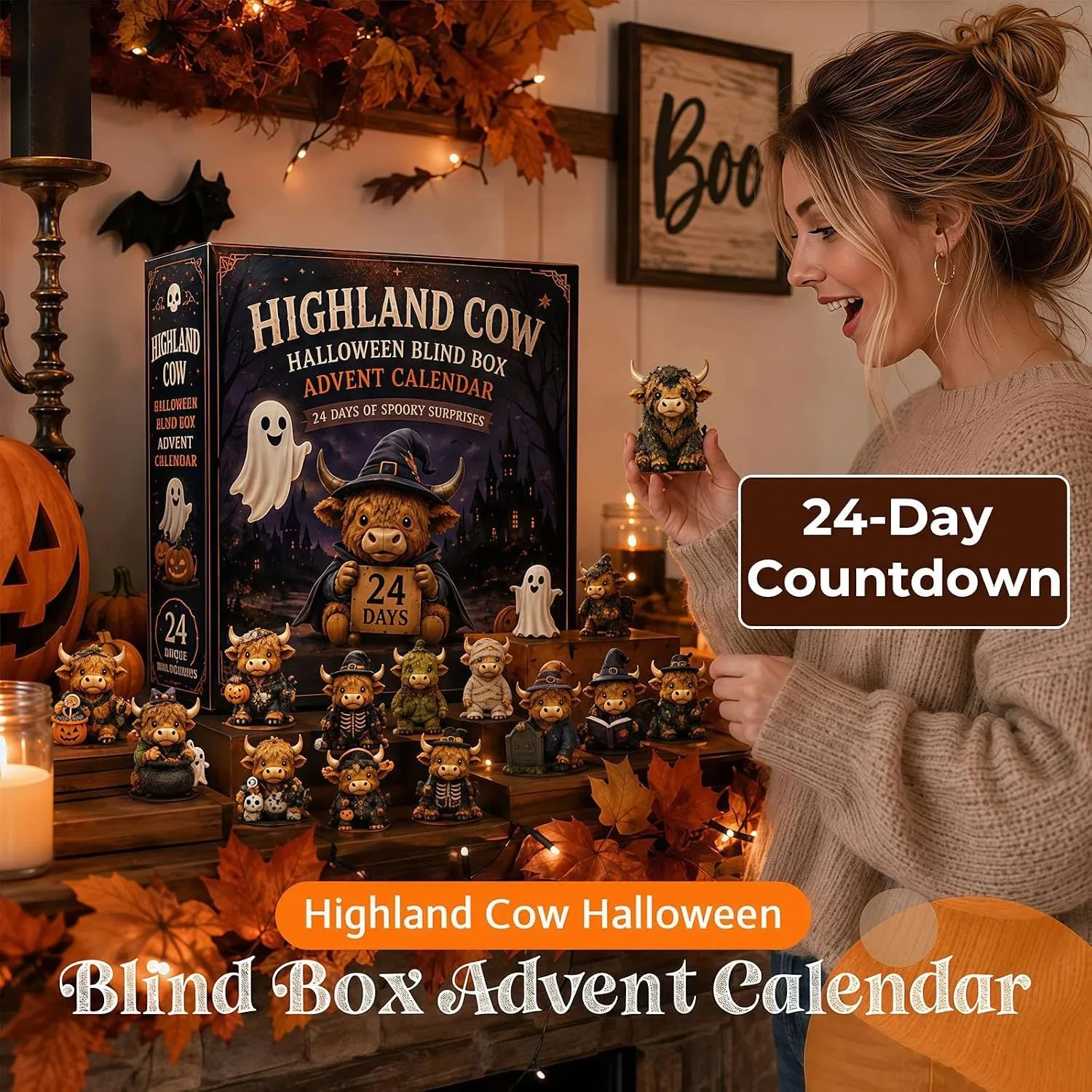 24-day Highland Cow Halloween countdown