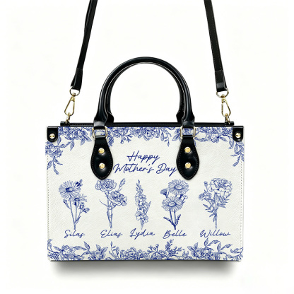 Personalized Birth Flower Mom Handbag – Custom Name Mother’s Day Keepsake Tote