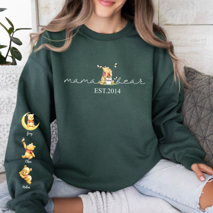 Mama Bear Sweatshirt with Kids Names on Sleeve - Custom Mama Sweatshirt