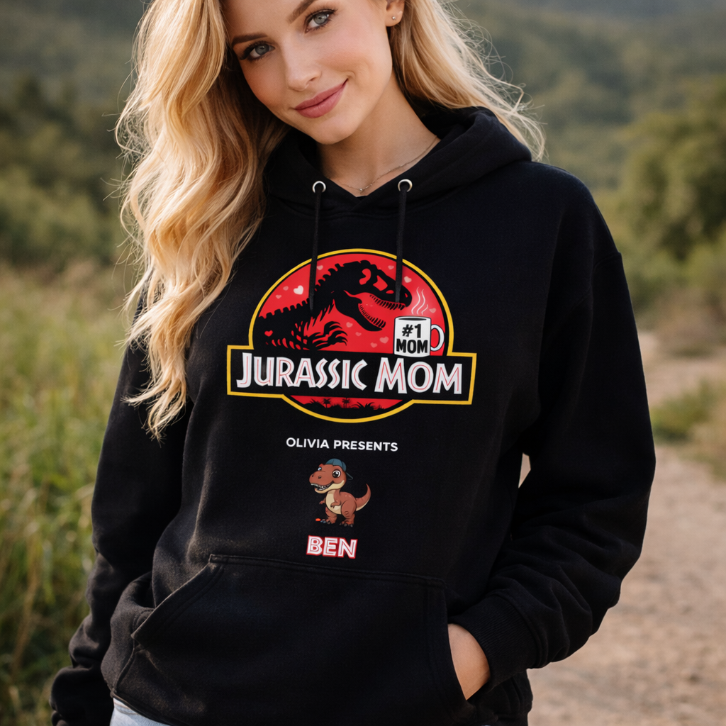 Personalized Jurassic Mom T-Shirt - Custom Kids Names Funny Jurassic Park Parody Mother's Day Gift