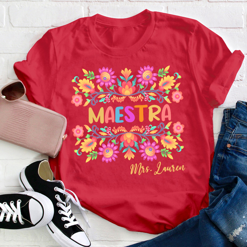 Personalized Name Maestra Teacher T-Shirt