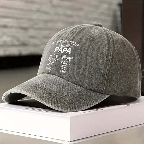 Personalized "My Favorite People Call Me Papa/Grandpa" Baseball Cap - Custom Grandpa Nickname Washed Cotton Hat, Father’s Day Gift