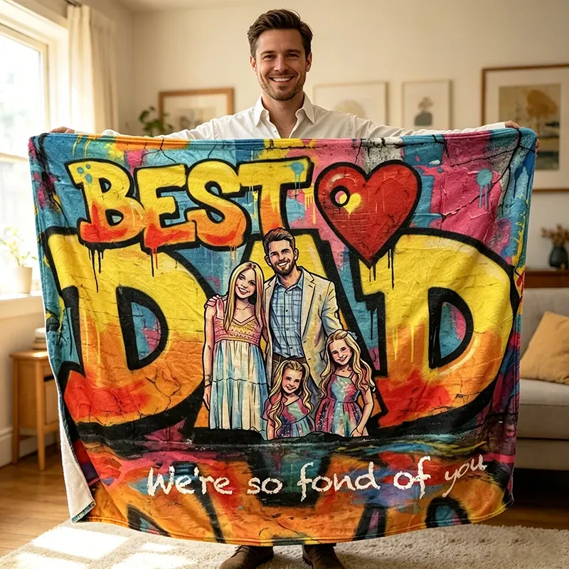 Custom Best Grandpa Graffiti Art Family Blanket