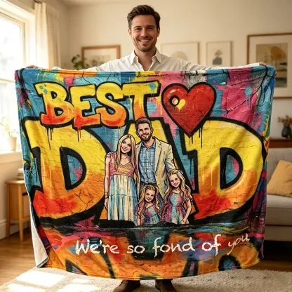 Custom Best Grandpa Graffiti Art Family Blanket
