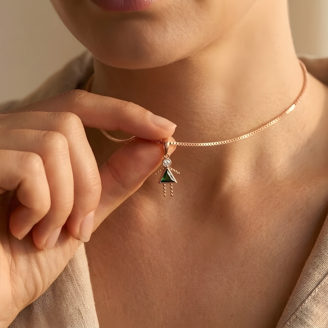 Personalized Birthstone Kids Charm Necklace - 14K Gold Plated Mother's Love Pendant, Sentimental Family Jewelry Gift