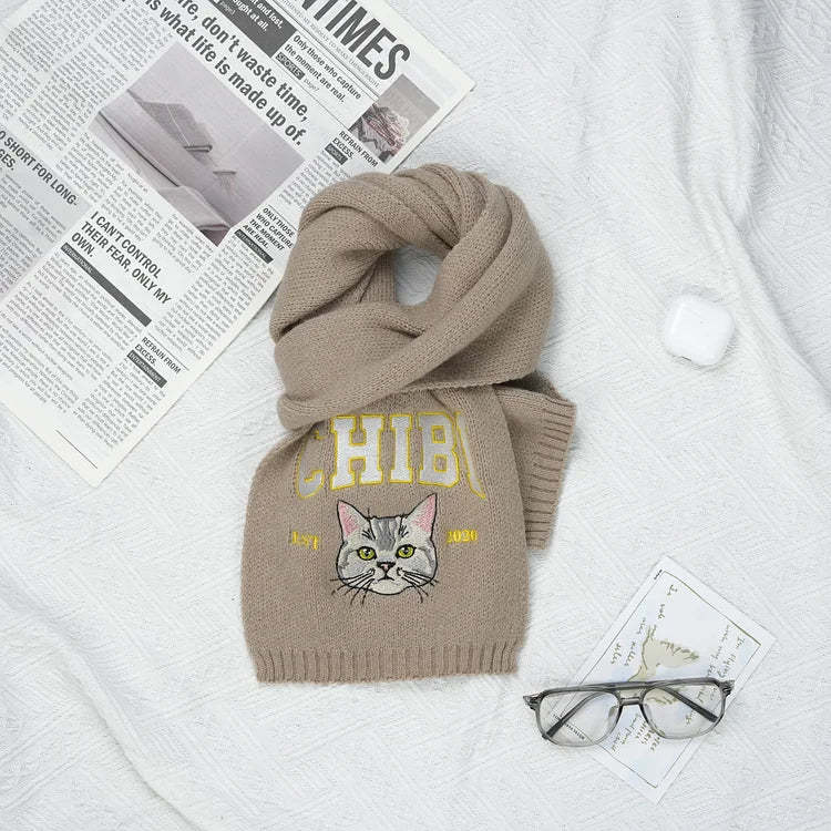 Custom Embroidered Any Pet Portrait EST Woven Scarf With Pet Face and Name Christmas Gift for Pet Lovers