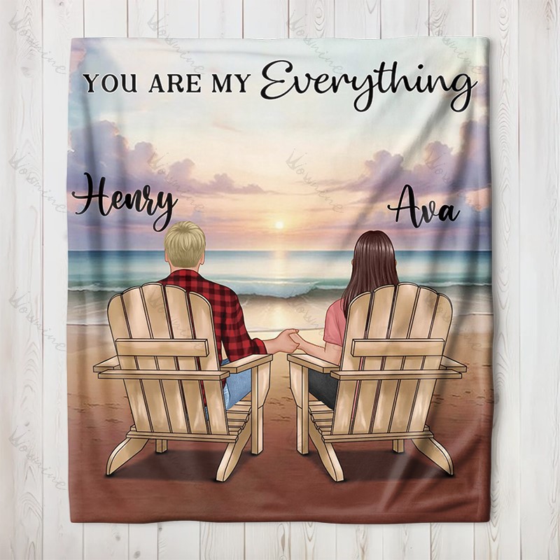 You & Me Beach Love Custom Blanket