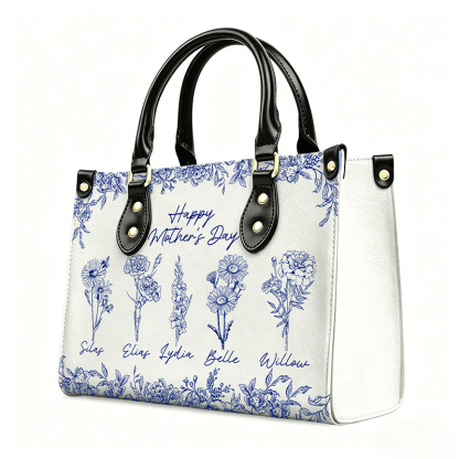 Personalized Birth Flower Mom Handbag – Custom Name Mother’s Day Keepsake Tote