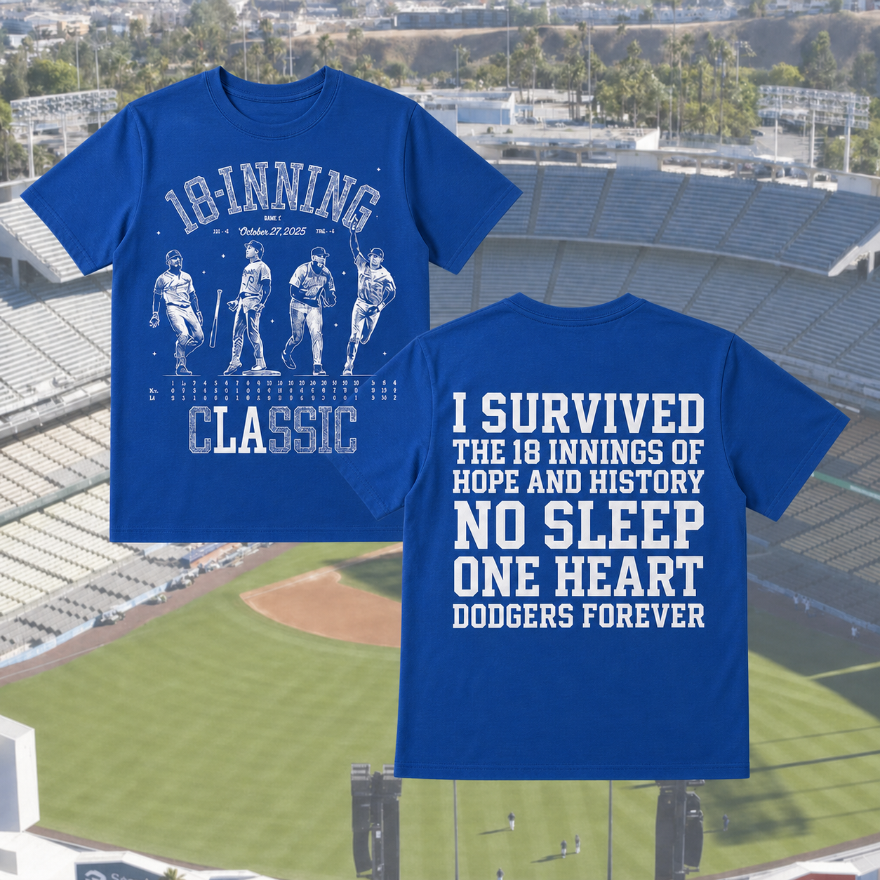18-Inning Classic Baseball Apparel - Dodgers Fan Tribute Shirt, Crewneck, Hoodie
