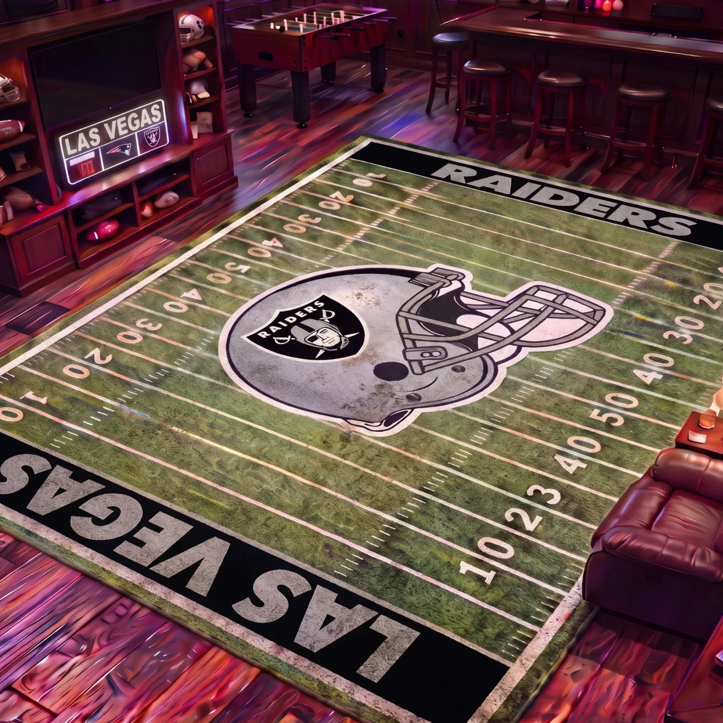 Football Team Field Rug Game Day Room Decor