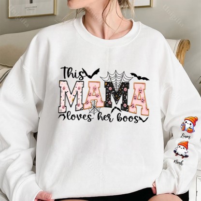 Halloween Mama Wears Her Ghost Kids on Her Sleeve Custom Sweatshirt