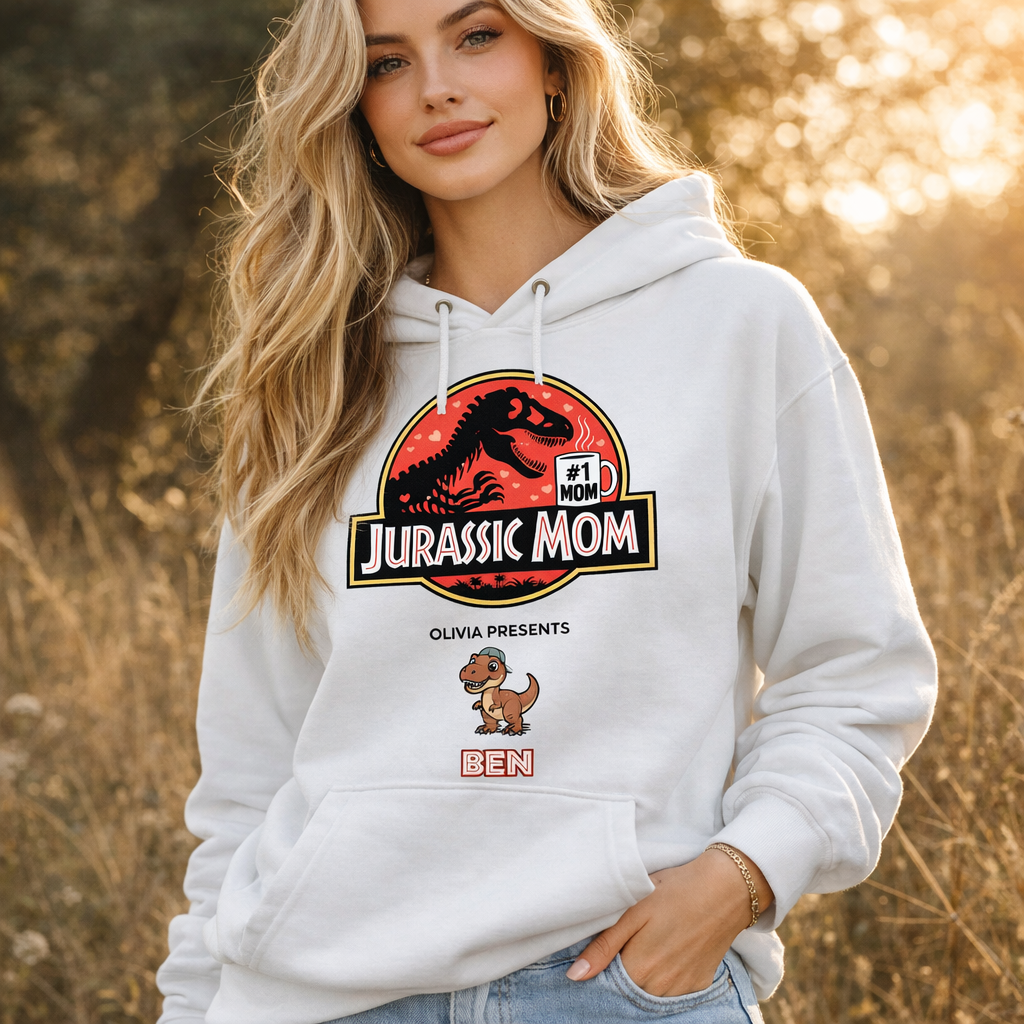 Personalized Jurassic Mom T-Shirt - Custom Kids Names Funny Jurassic Park Parody Mother's Day Gift