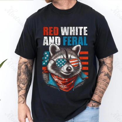 Retro Raccoon  4th Of July Tee Shirt