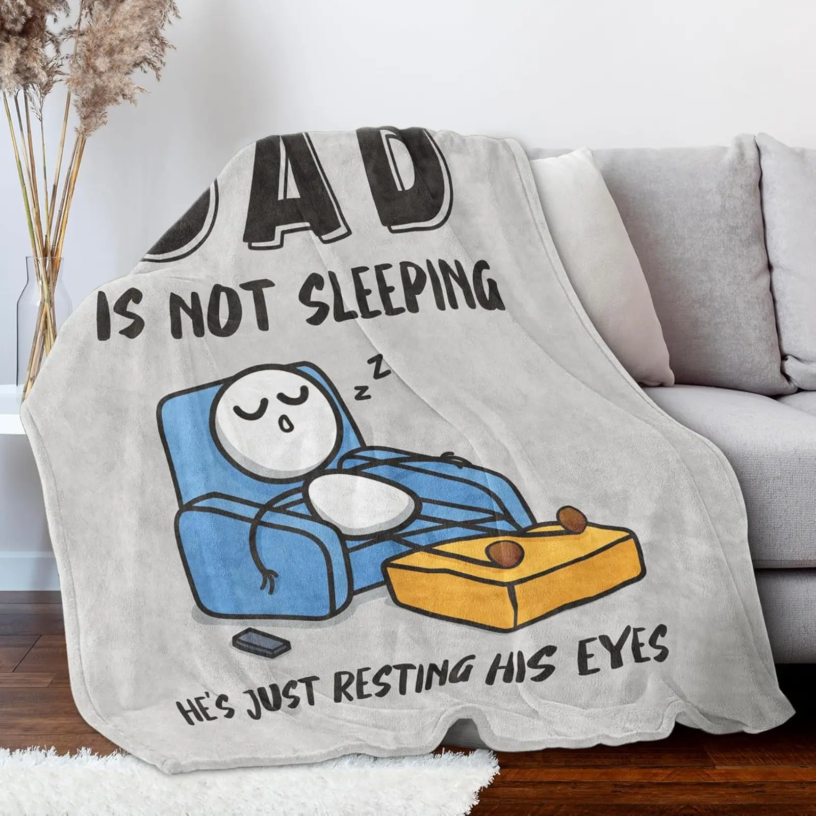"Dad Is Not Sleeping" Funny Father's Day Flannel Blanket – Premium Super Soft Throw for Couch and Napping