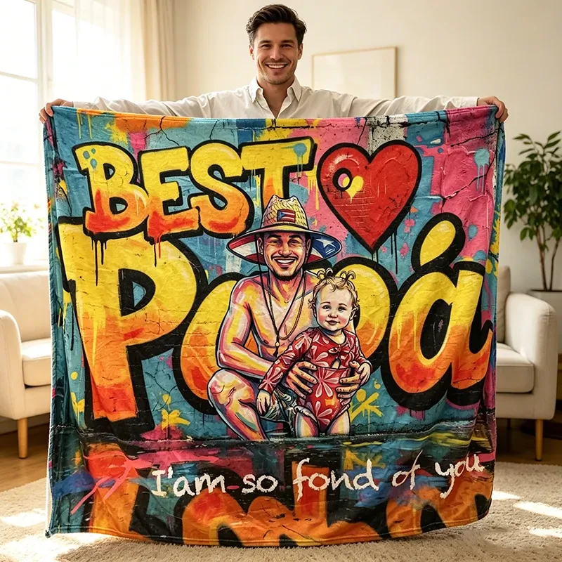 Custom Best Grandpa Graffiti Art Family Blanket