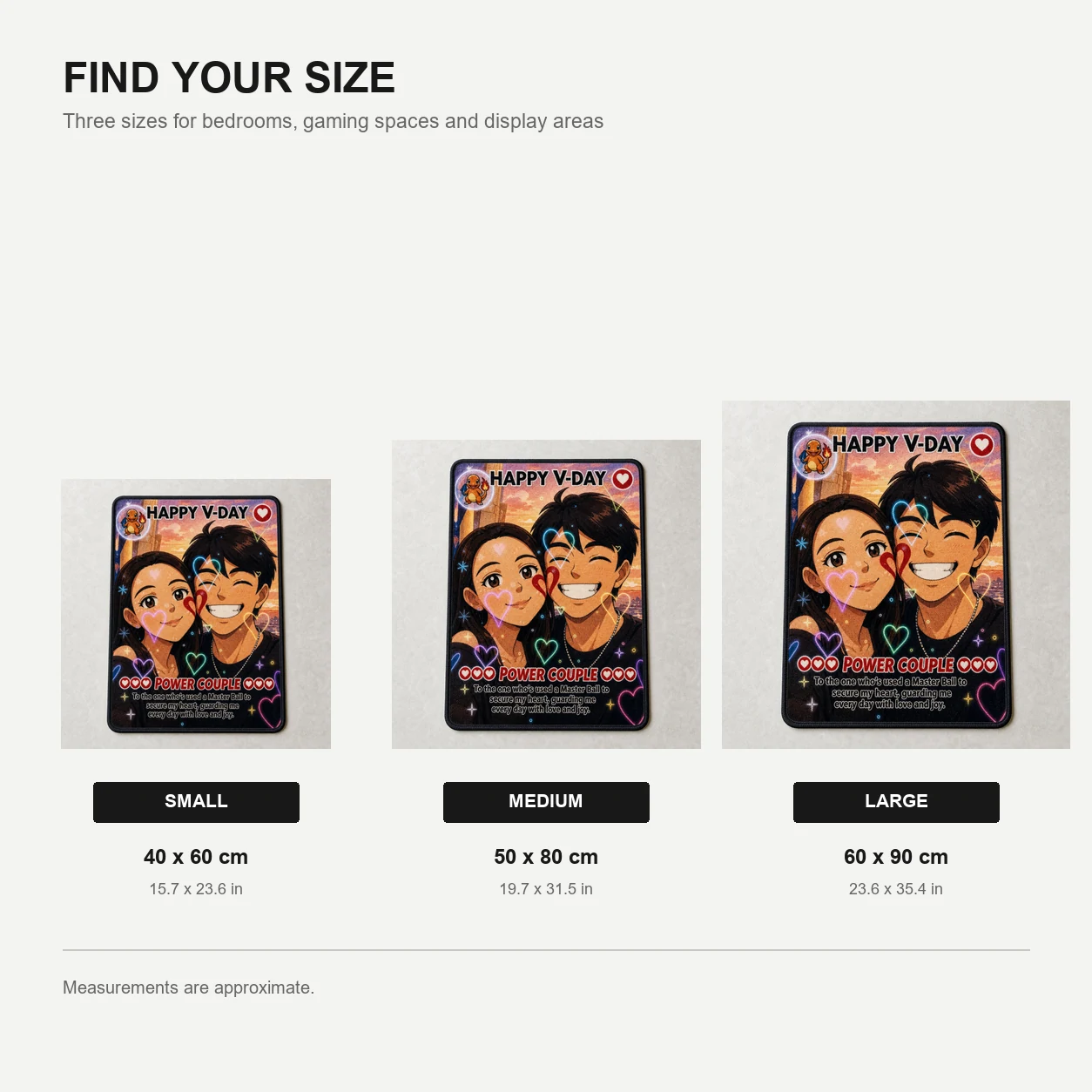 Personalized Photo Anime VMAX Rug size guide