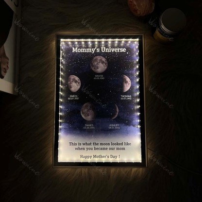 Starry Night Customize Birth Moon Phase Mirror Light Box
