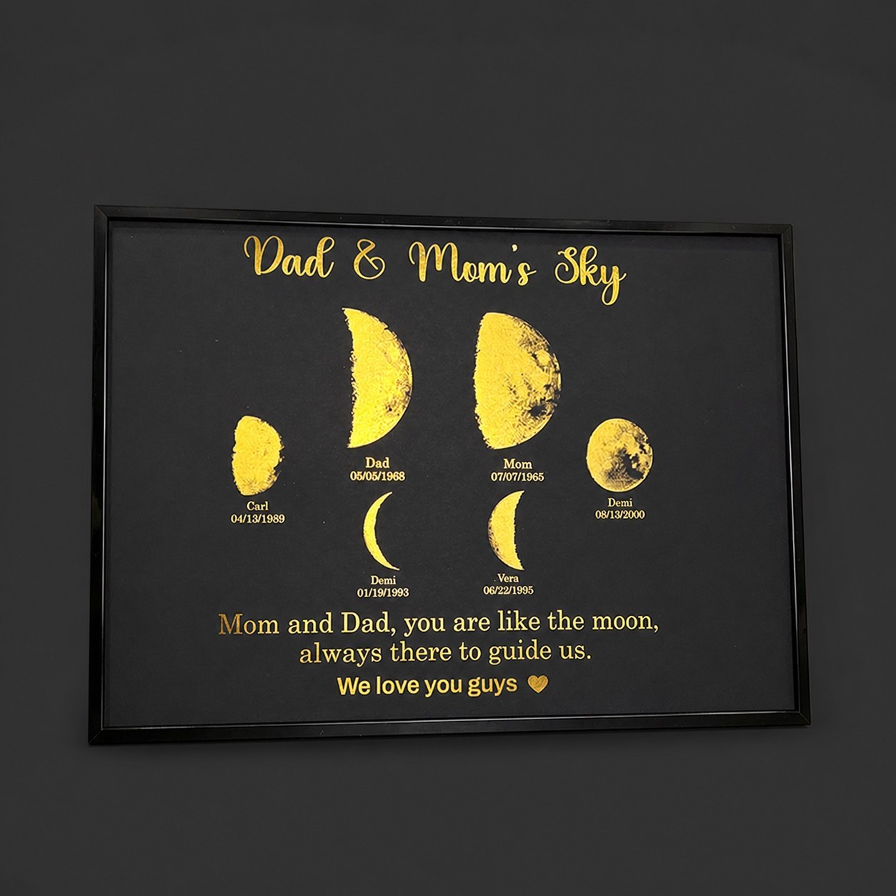 Print Custom encircling the moon Phase Frame With Text & Date- Daddy's Universe
