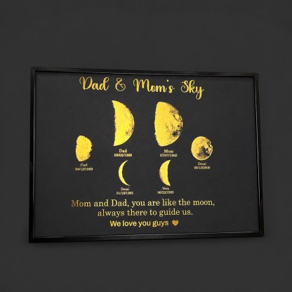 Print Custom encircling the moon Phase Frame With Text & Date- Daddy's Universe