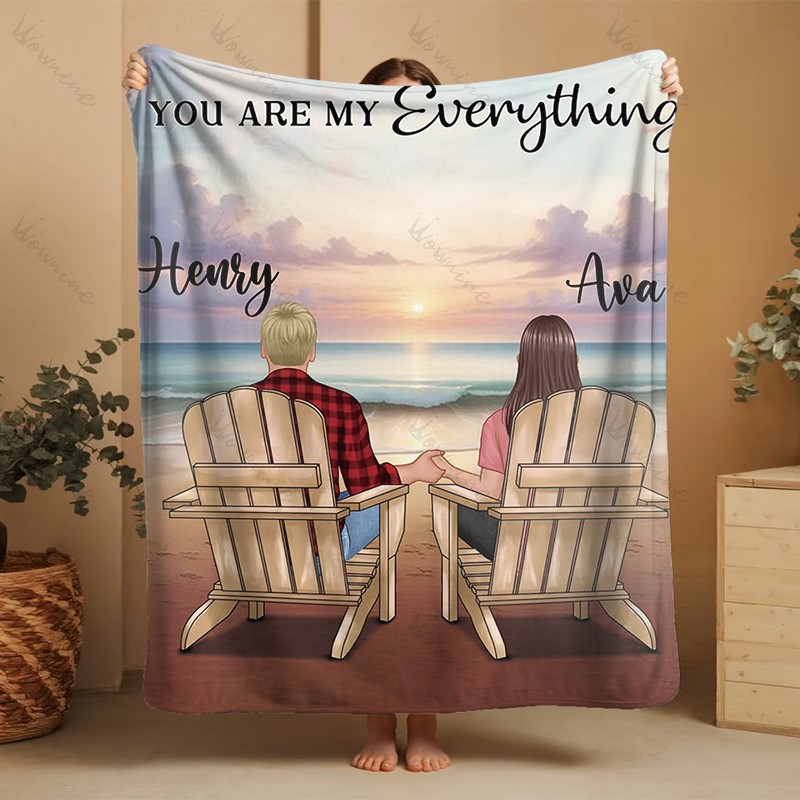 You & Me Beach Love Custom Blanket