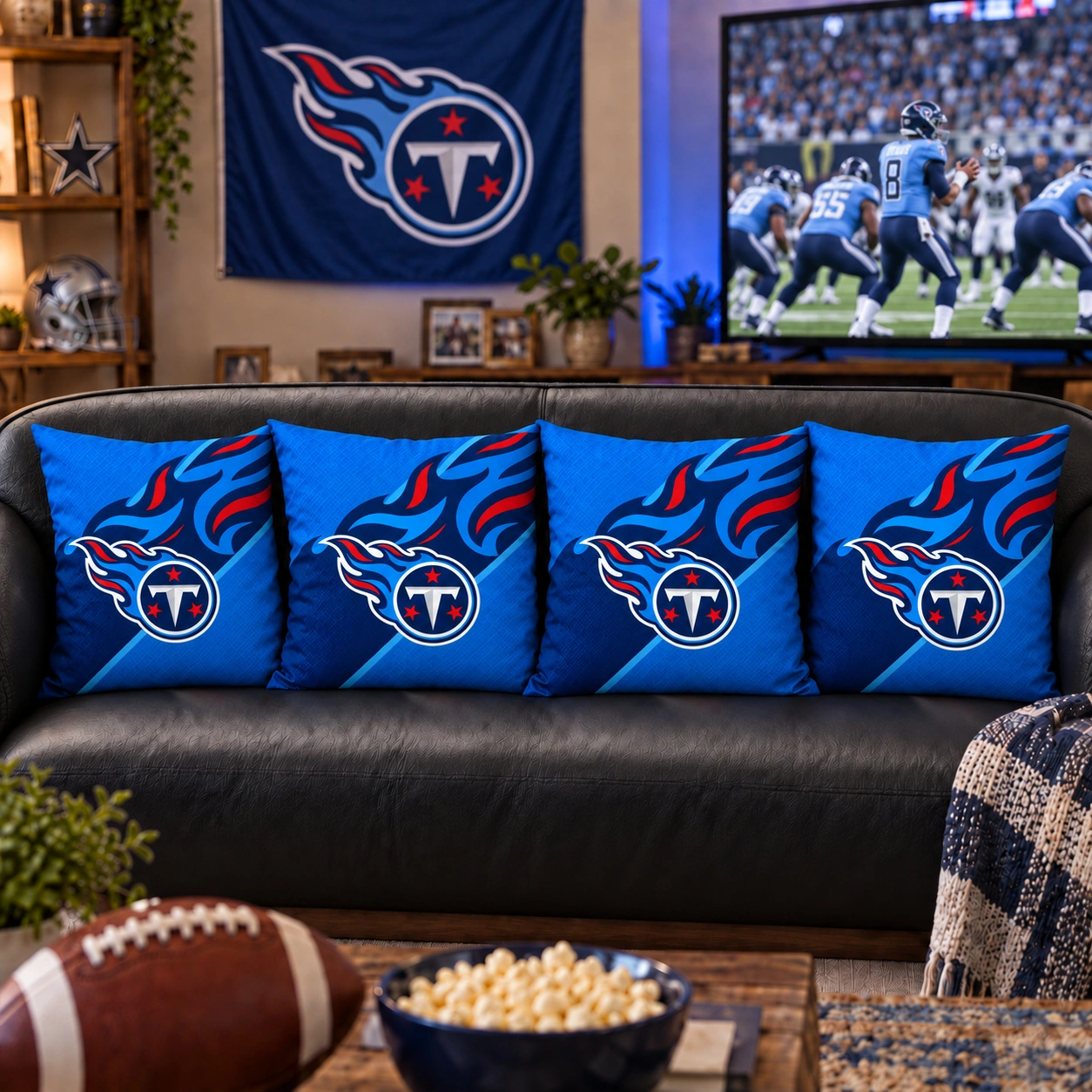 Tennessee Titans Football Throw Pillow - styled room view