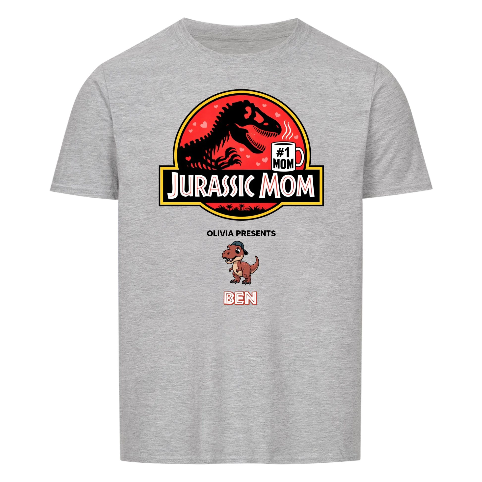Personalized Jurassic Mom T-Shirt - Custom Kids Names Funny Jurassic Park Parody Mother's Day Gift