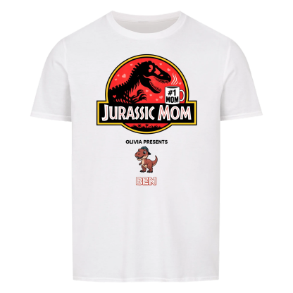 Personalized Jurassic Mom T-Shirt - Custom Kids Names Funny Jurassic Park Parody Mother's Day Gift