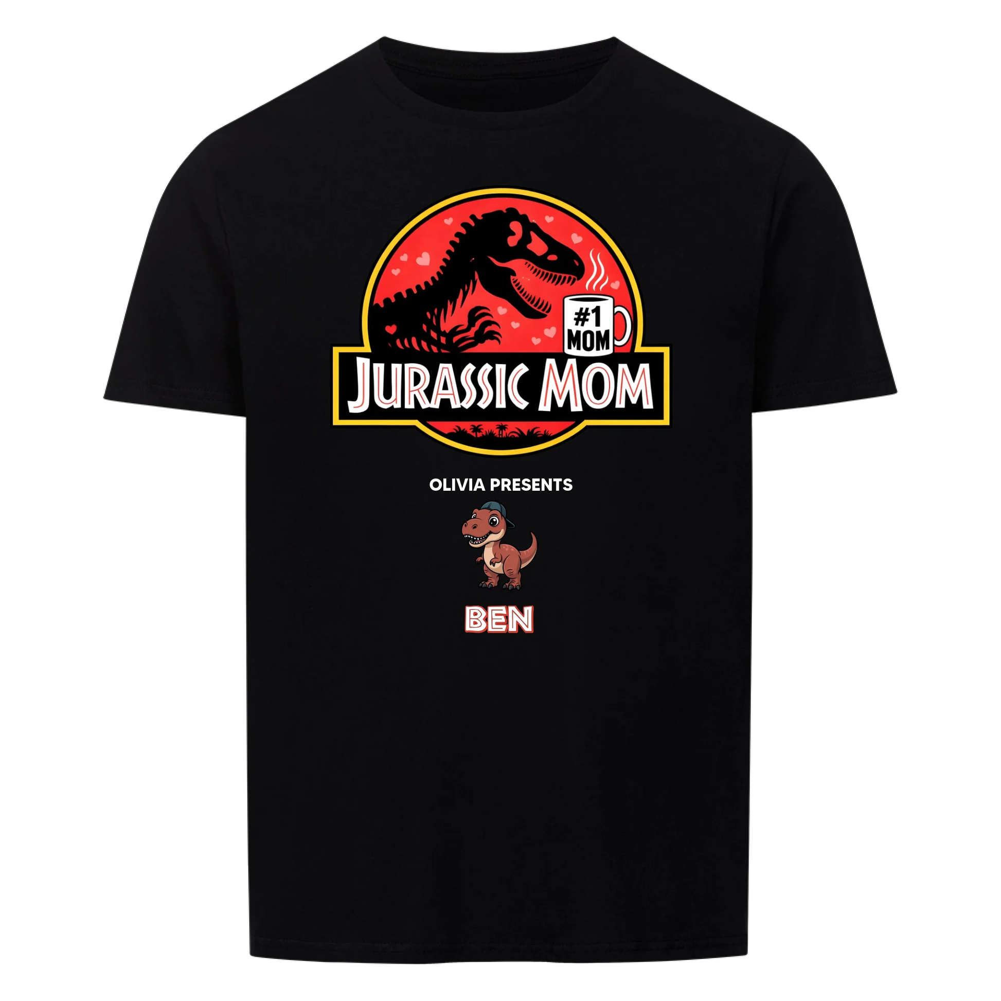 Personalized Jurassic Mom T-Shirt - Custom Kids Names Funny Jurassic Park Parody Mother's Day Gift
