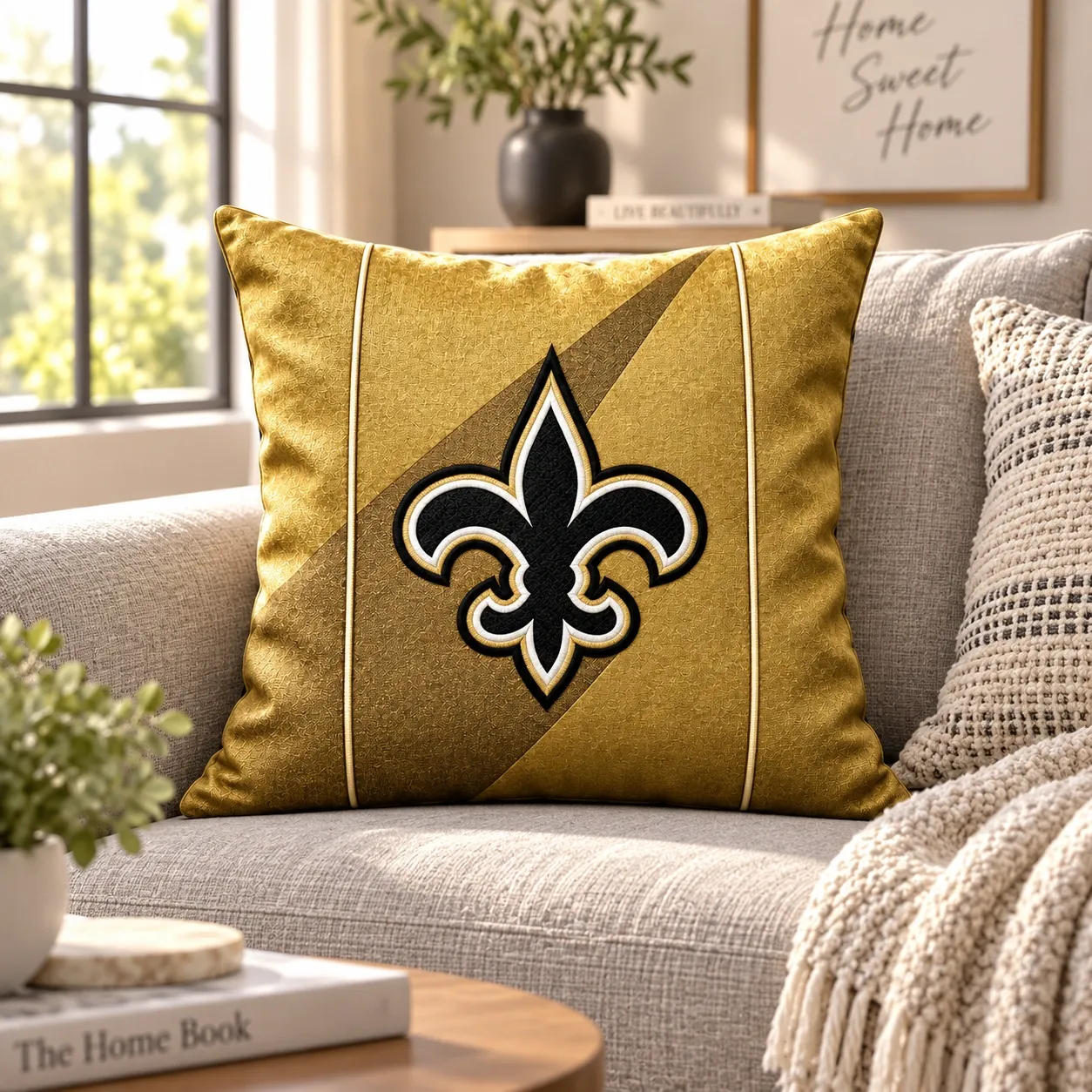 New Orleans Saints Football Throw Pillow - living room sofa styling