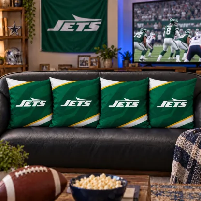 New York Jets Football Throw Pillow - styled room view