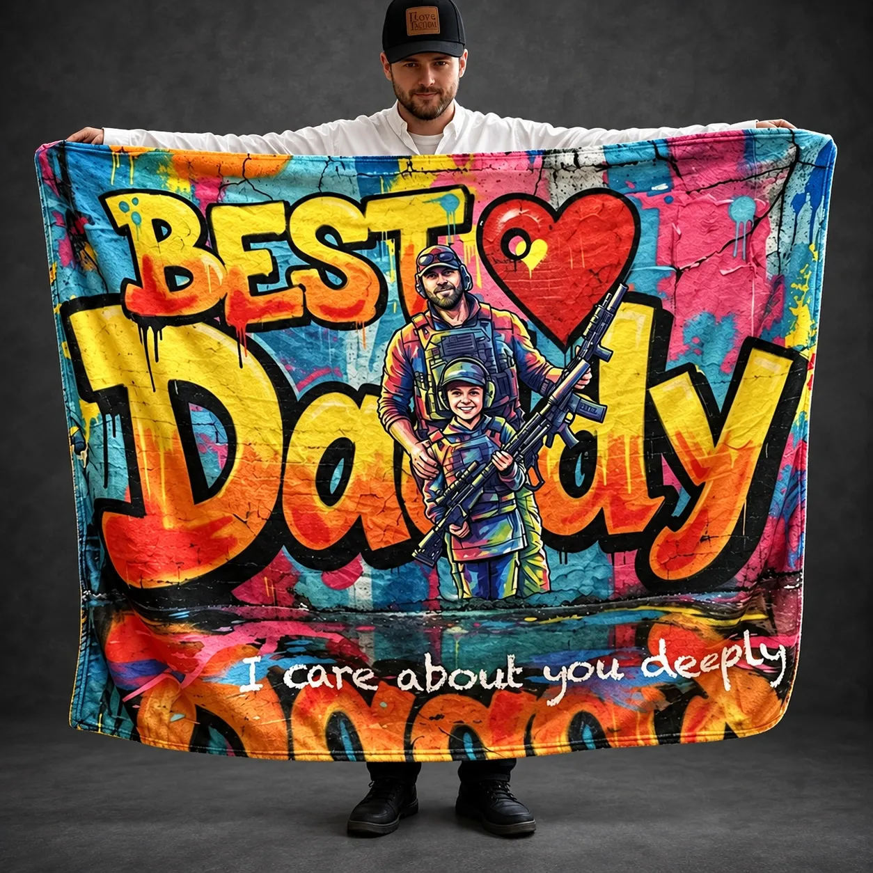 Custom Best Grandpa Graffiti Art Family Blanket