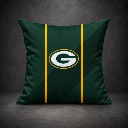 Green Bay Packers Football Throw Pillow - studio front view