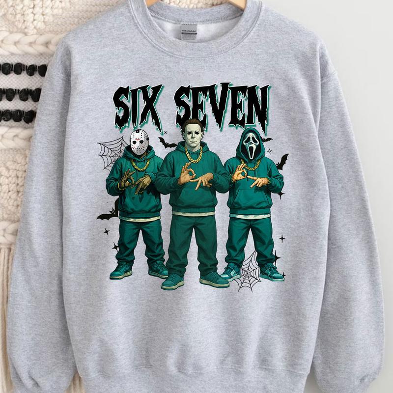 Six Seven Horror Characters Streetwear - Crewneck, Hoodie & T-Shirt with Hip-Hop Inspired Graphic