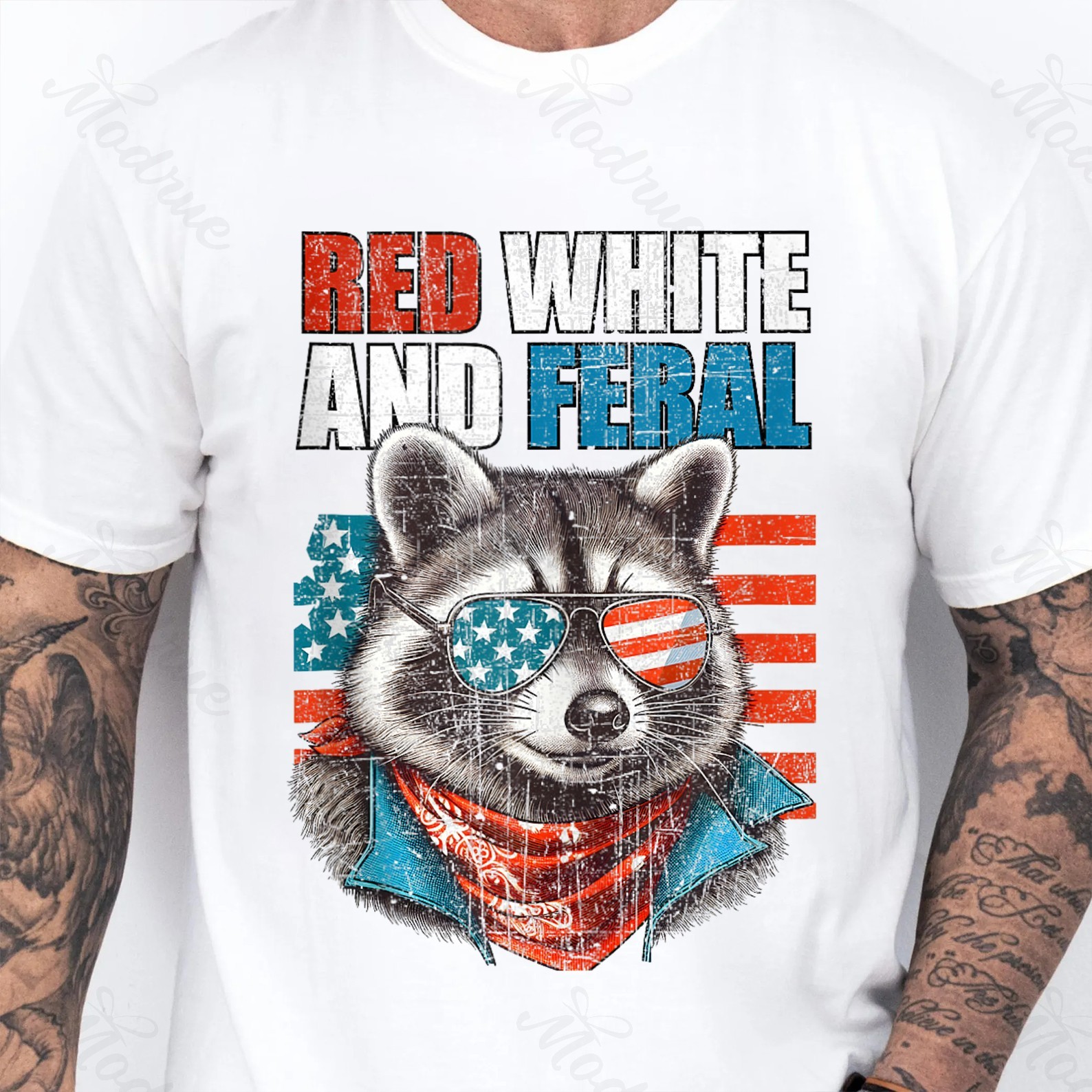 Retro Raccoon  4th Of July Tee Shirt