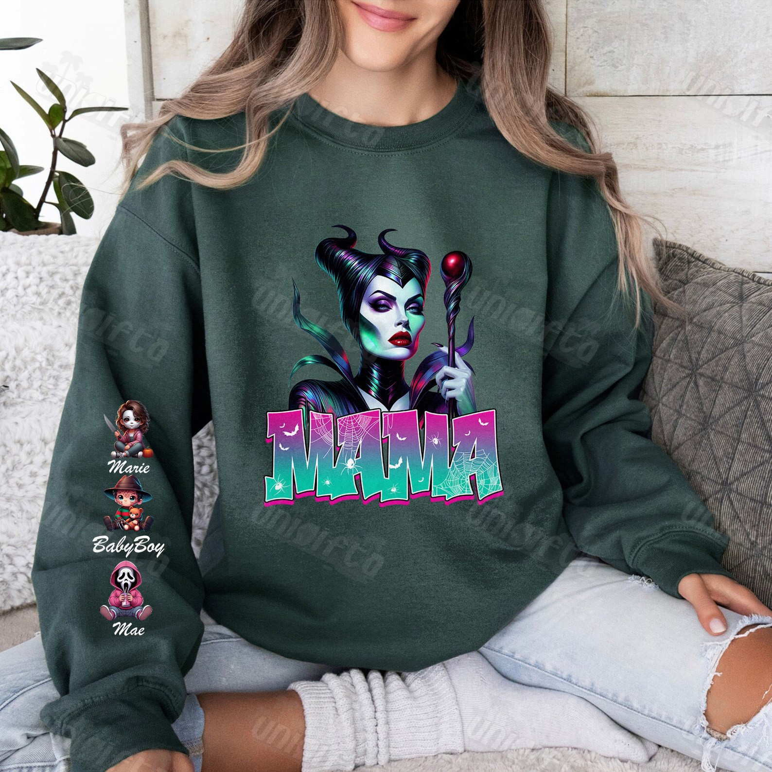 “Spooky Mama” Halloween Customizable Crewneck Hoodies