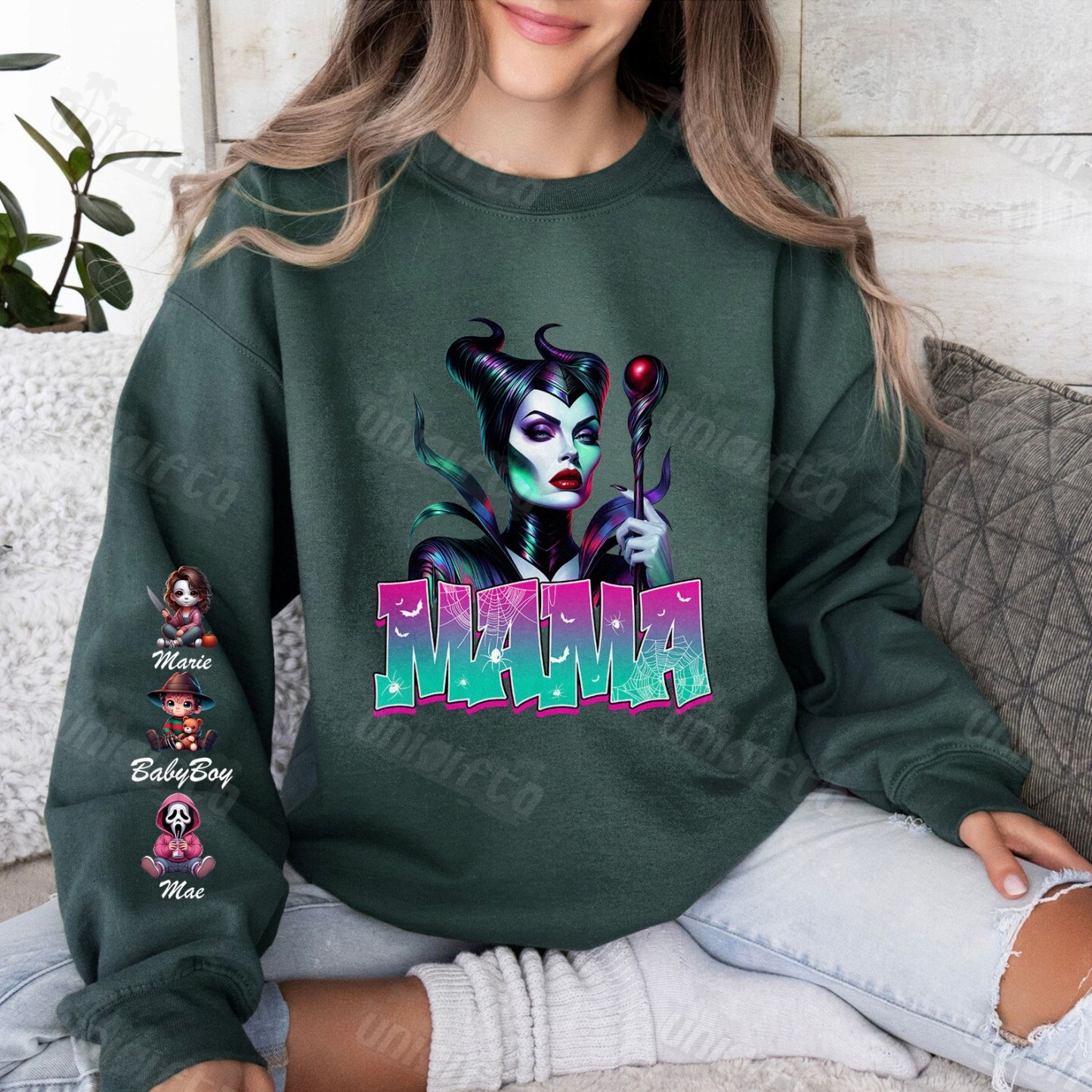“Spooky Mama” Halloween Customizable Crewneck Hoodies