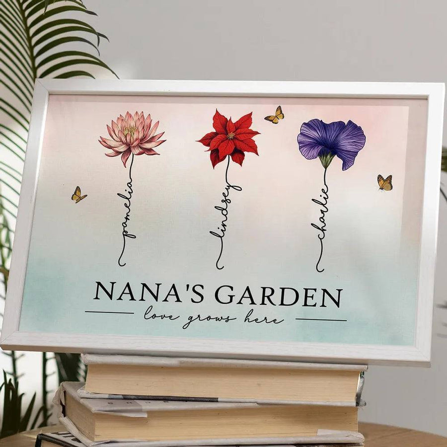 Personalized Birth Month Flower Gift for Grandma or Mom - Beautiful Poster or Canvas