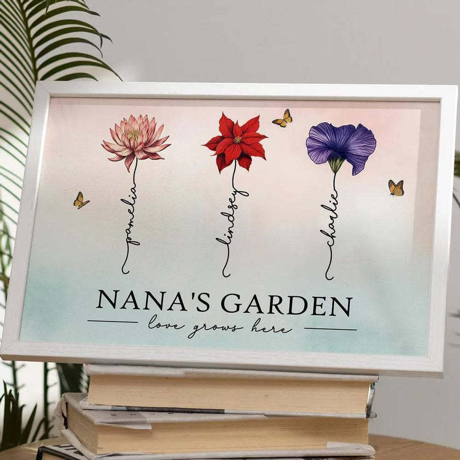 Personalized Birth Month Flower Gift for Grandma or Mom - Beautiful Poster or Canvas