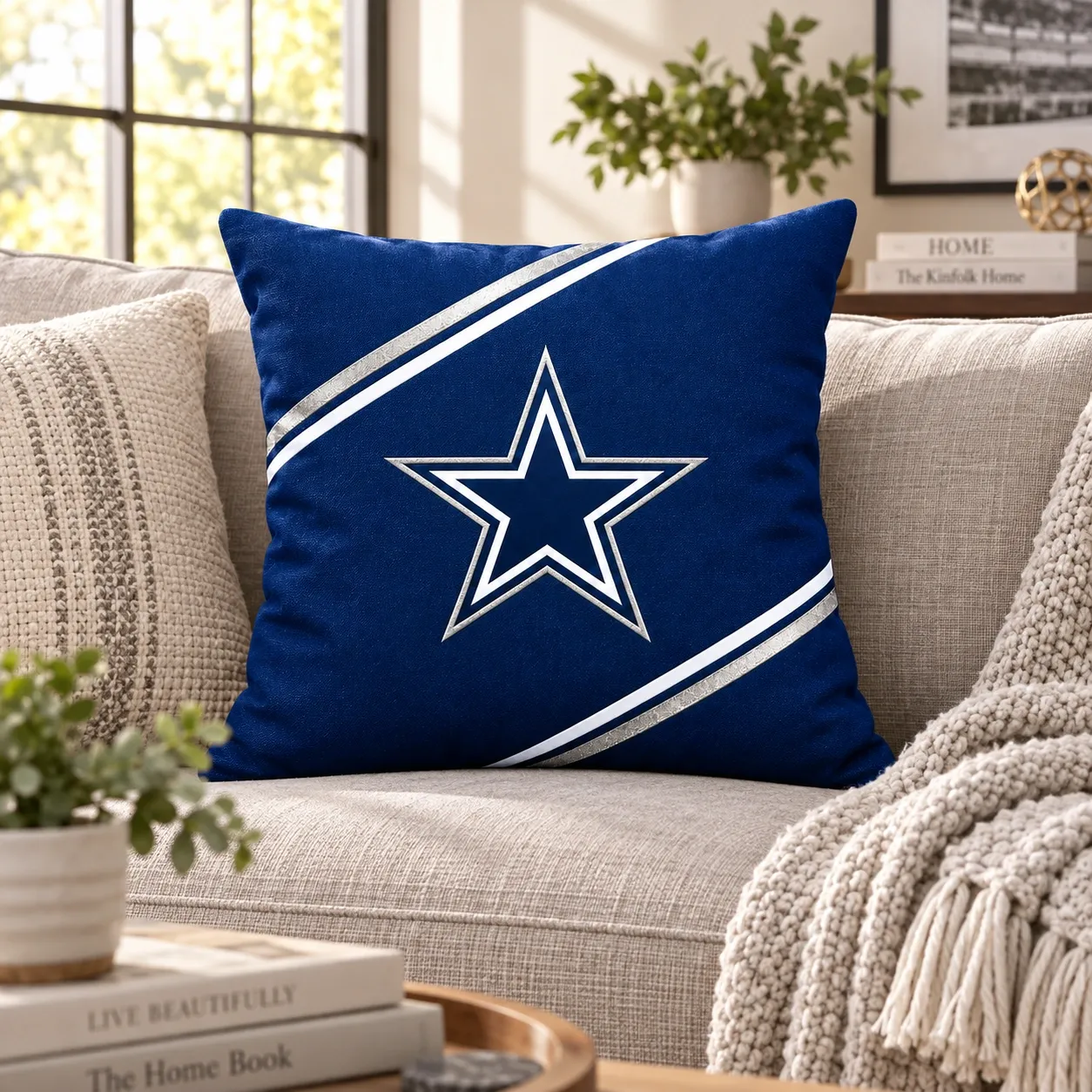 Dallas Cowboys Football Throw Pillow - living room sofa styling