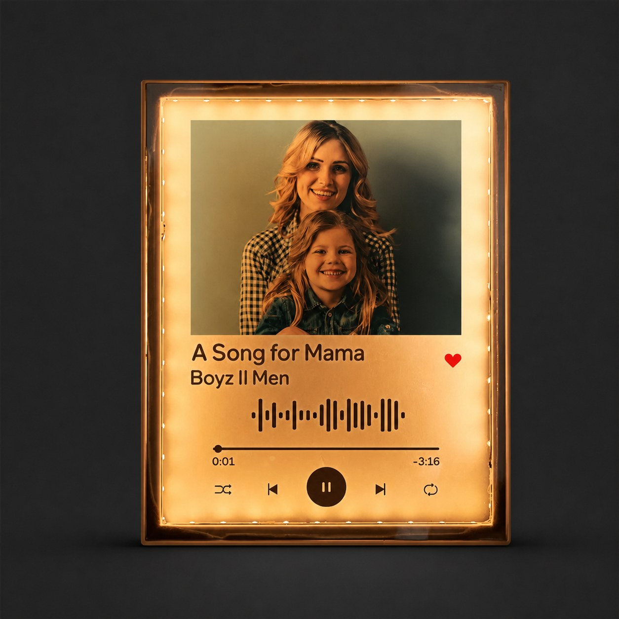 Custom Spotify Code Photo Night Light Mirror Music Gift for Mother's Day