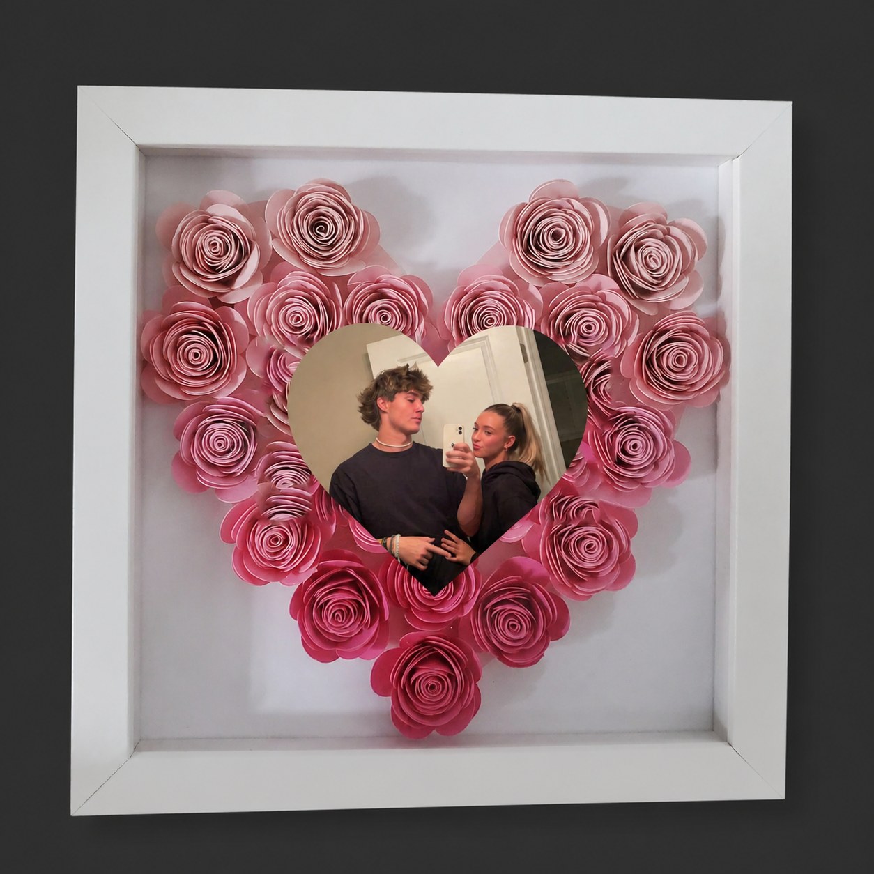 Custom Heart Flower Shadow Box with Photo