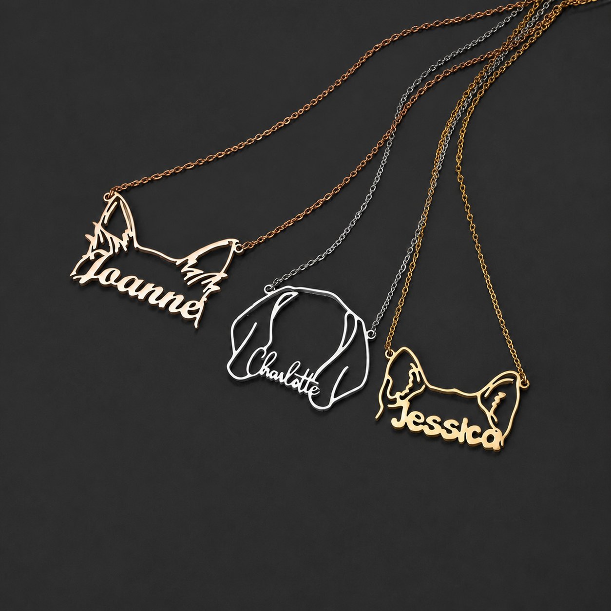 Personalized Pet Head Name Necklace💕