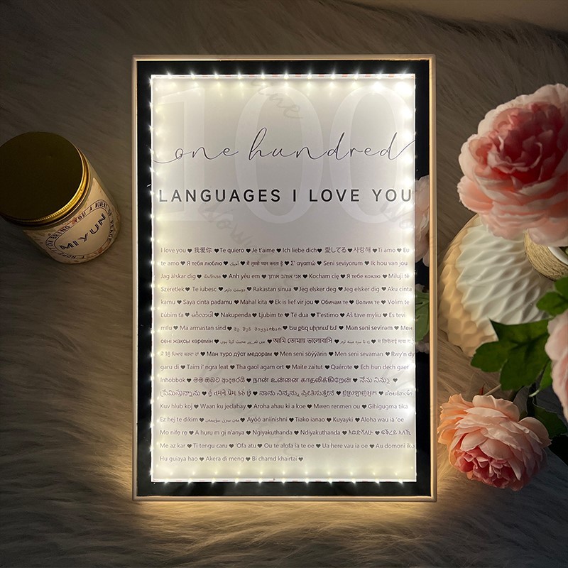 I Love You in 100 languages Mirror Frame Light Box Ⅱ