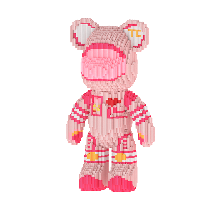 Pink Mask Toy Bear Building Blocks Kit