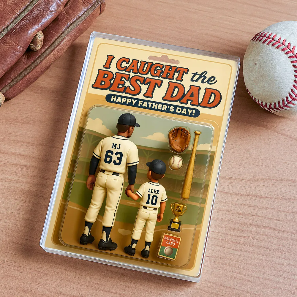 We Caught the Best Dad Baseball Custom Figure Personalized Acrylic Block Plaque